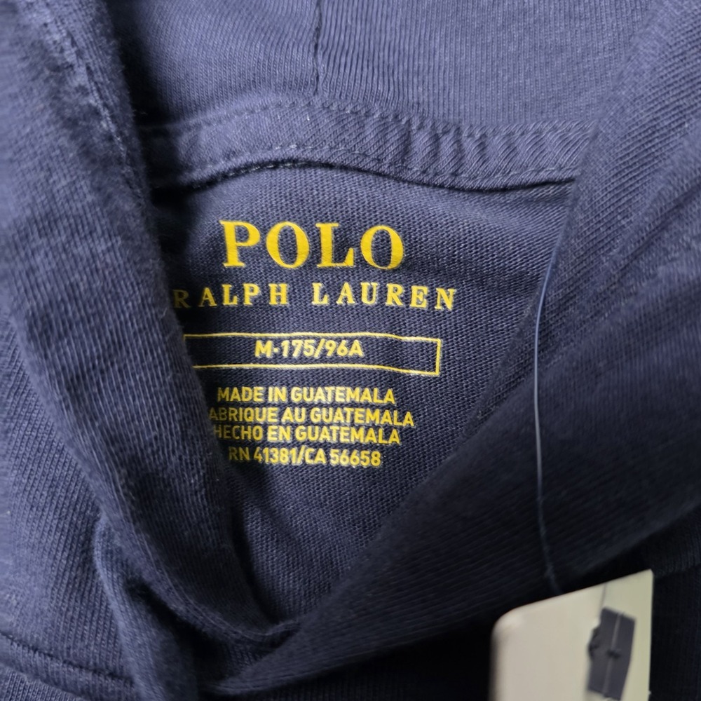 NWT Polo Ralph Lauren Hooded T Shirt Mens Medium Navy Blue Red Spellout Hoodie M - Picture 7 of 10